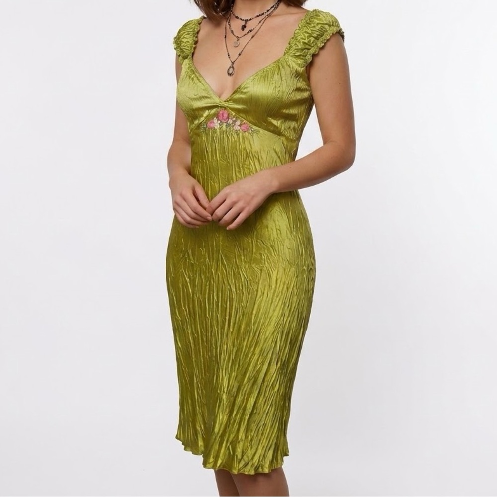 Vintage Betsey Johnson crinkle silk midi dress